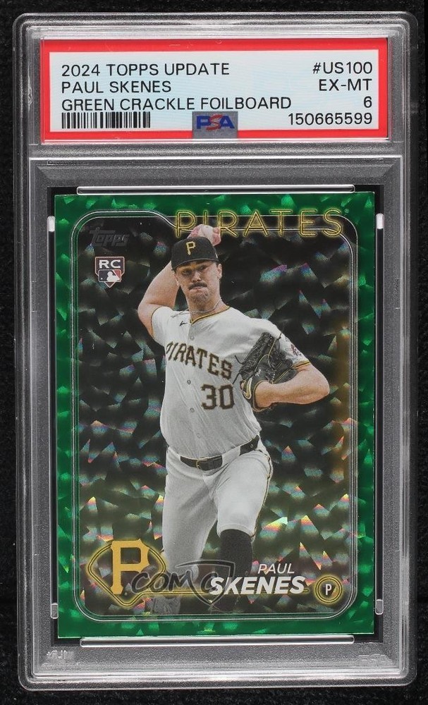 2024 Topps Update Green Crackle Foilboard /499 Paul Skenes PSA 6 Rookie RC 0t9q