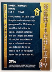 2002-03 Topps – Kevin Garnett #V12 – Verticality Insert – Holo Foil