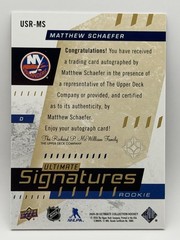 2025-26 Ultimate Collection Matthew Schaefer USR-MS On Card Auto Rookie