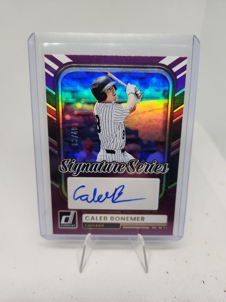 2026 Donruss Signature Series Purple SP Auto 03/49 Caleb Bonemer White Sox