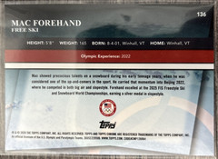 2026 Topps Chrome Olympics Mac Forehand – USA Free Ski #136 base