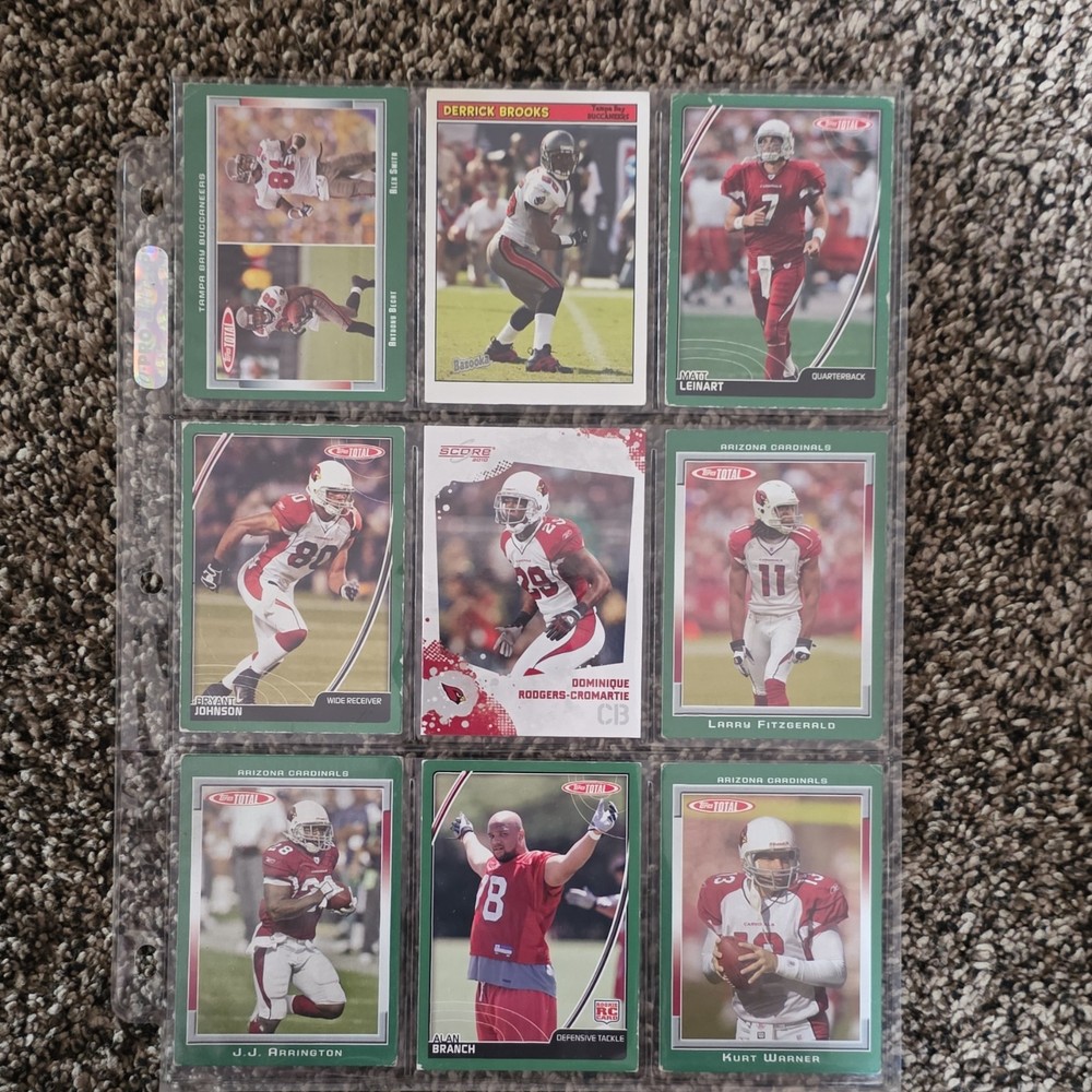 Topps NFL 9-Card Lot 2006 Topps Total/Tracker Cardinals Fitzgerald Warner RC