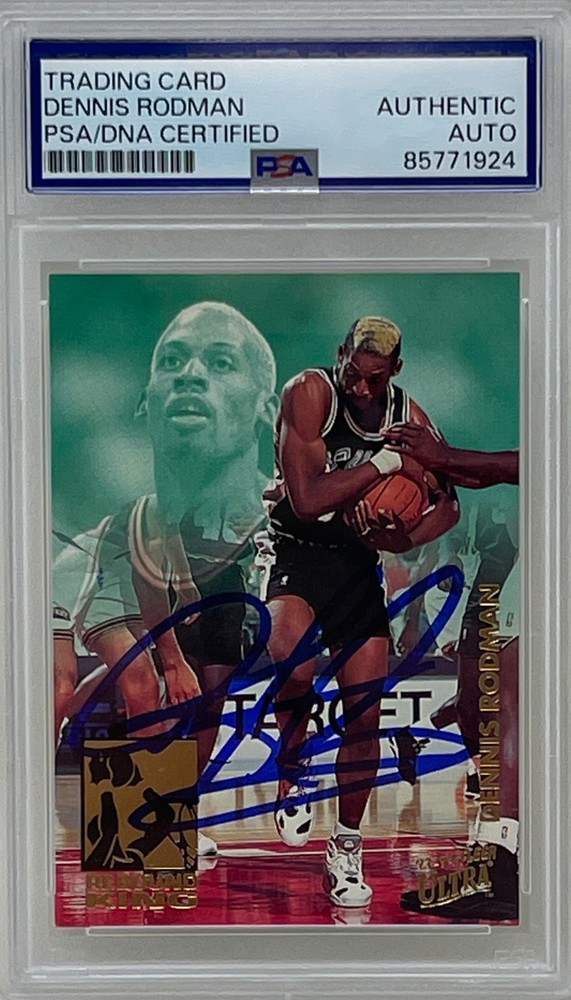 Dennis Rodman Signed 1993-94 Fleer Ultra Rebound King Spurs NBA Card #10 PSA