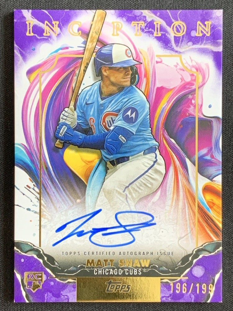 Matt Shaw 2025 Topps Inception Rookie And Emerging Stars Purple Auto RC /199