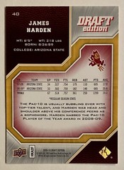 2009-10 Upper Deck James Harden Draft Edition Rookie RC #40 LA Clippers Rare NBA