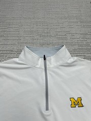 Michigan Wolverines Sweater Mens Medium Peter Millar White Quarter Zip *