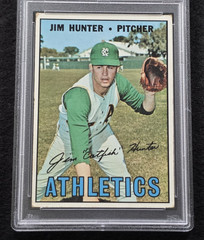 1967 JIM CATFISH HUNTER Topps Baseball Card-HOF-KANSAS CITY ATHLETICS-PSA