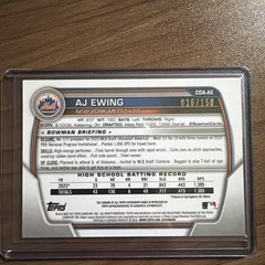 A J Ewing 2023 Bowman Chrome 1st Bowman Blue Ray wave Auto/150