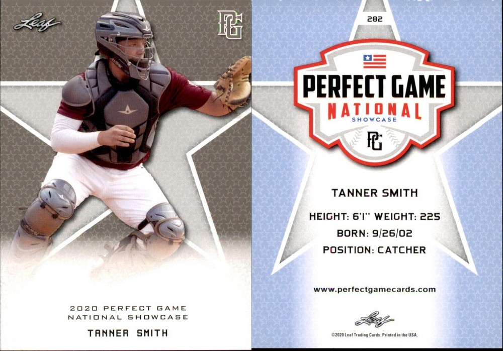 TANNER SMITH 2020 LEAF PERFECT GAME NATIONAL SHOWCASE ROOKIE CARD #282