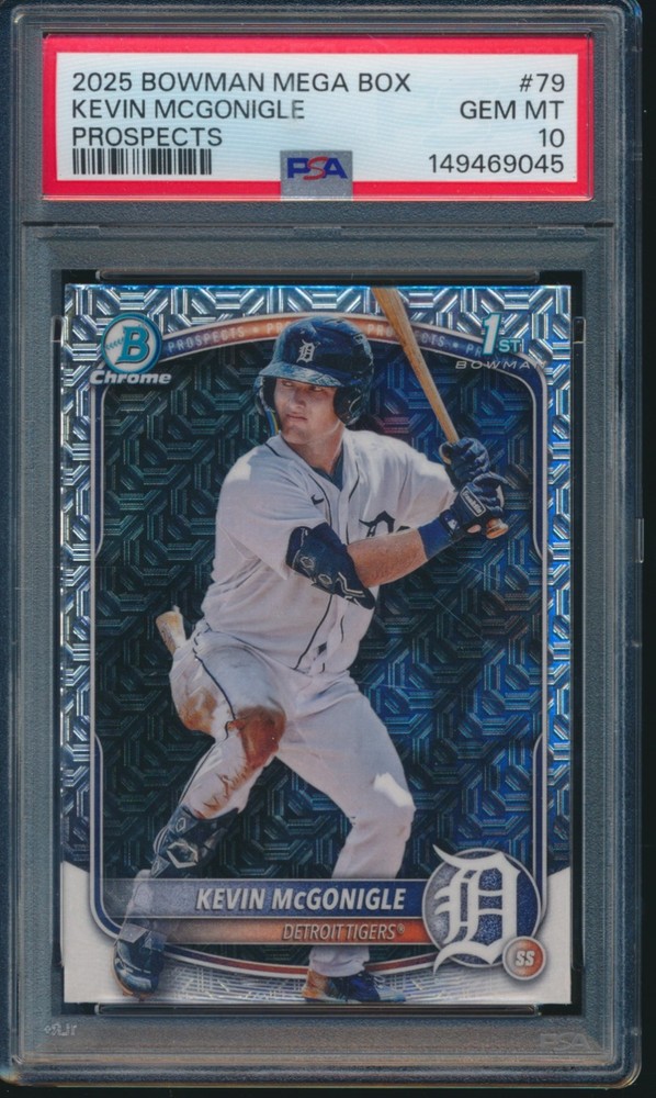 PSA 10 KEVIN MCGONIGLE 1st 2025 Bowman Chrome MEGA BOX Mojo Refractor GEM MINT