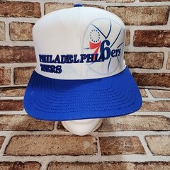 Philadelphia 76ers Adidas Adjustable Strap back Hat Vtg Flat Brim Sixers Cap