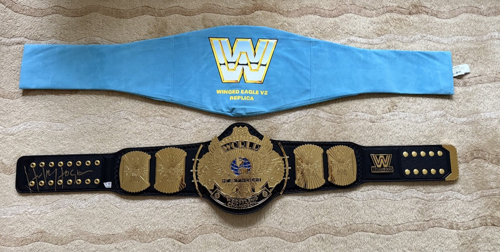 WWE Hulk Hogan Official Autographed Winged Eagle Championship Replica Title Belt