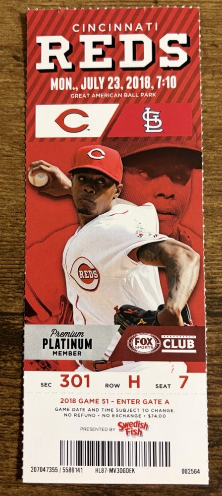 Cincinnati Reds St. Louis Cardinals 723/2018 Ticket Daniel Poncedeleon Debut