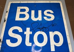 Pittsburgh Steelers JEROME BETTIS Autographed Port Authority Bus Stop Sign PSA