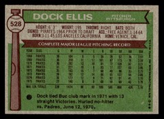 1976 Topps #528 Dock Ellis Pittsburgh Pirates NR-MINT Or Better