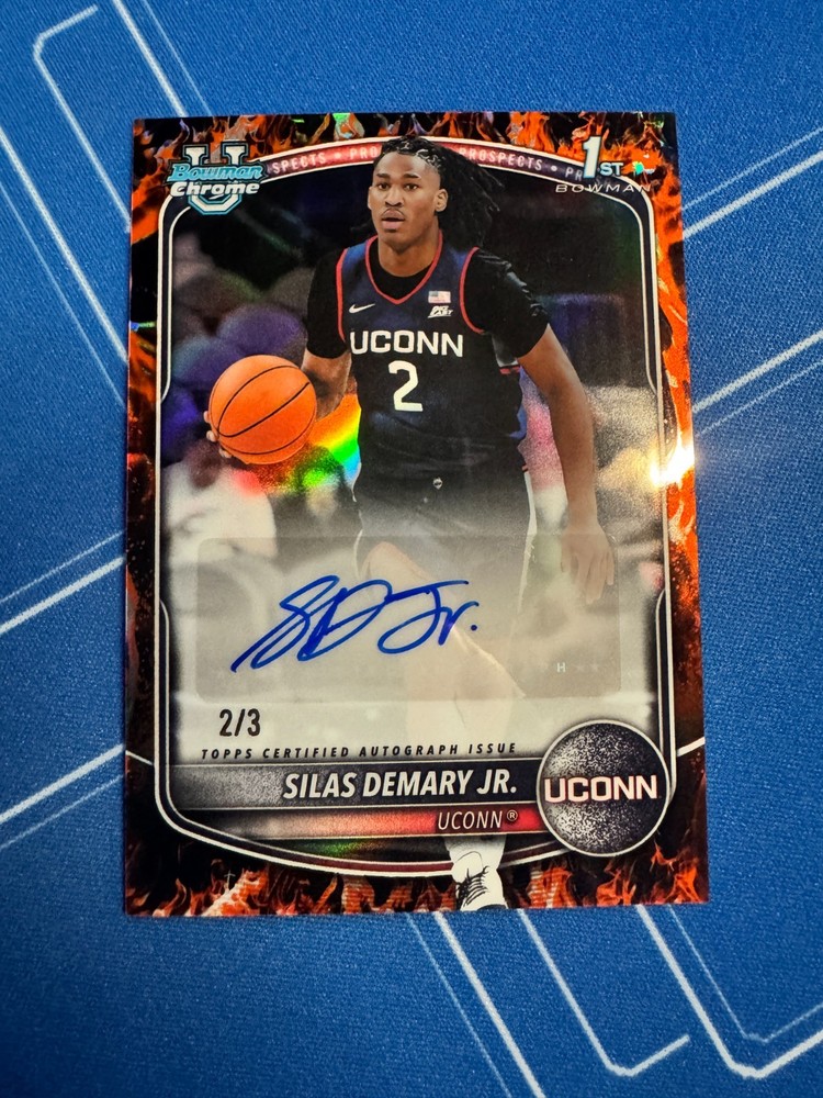 2025-26 Topps Bowman Chrome Basketball Silas Demary Jr 1st Fire Print 2/3 Auto