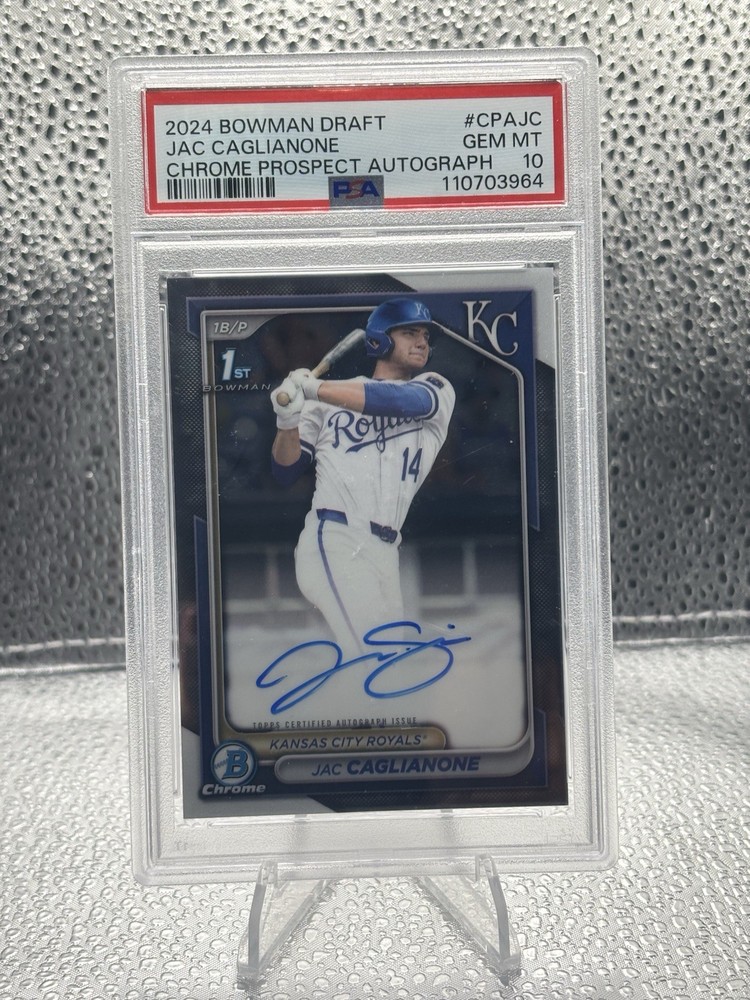 2024 Bowman Draft Jac Caglianone 1st Chrome Prospect Auto CPA-JC PSA 10 Royals