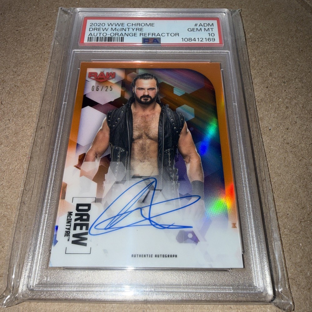 Drew McIntyre 2020 Topps Chrome WWE Orange Auto /25 PSA 10