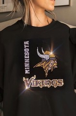 IRON ON TRANSFER Minnesota Vikings Crystal Rhinestones 8×9 inches For Tshirt