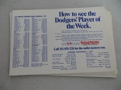 1971 Ticketron Los Angeles Dodgers 4×6 Steve Garvey Rookie Vin Scully Sutton Lot