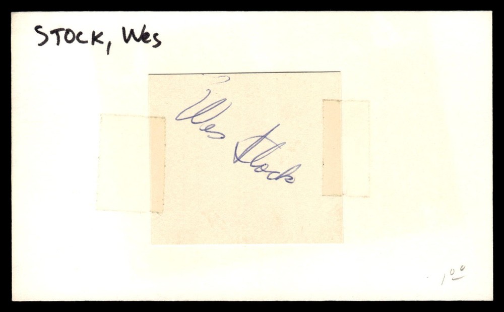 Wes Stock Athletics Baseball Signed Index Card Auto *CA2078