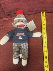 Plushland Arizona Wildcats Sock Monkey Plush Figure 10 in Brown White Red Navy