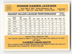 1983 Donruss #639 Ron Jackson Error card A&rsquo;s in Glove