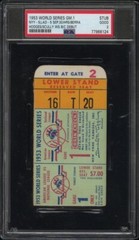 1953 WORLD SERIES GAME 1 TICKET VIN SCULLY WS B/C DEBUT🔥BERRA/HODGES HRS PSA 2