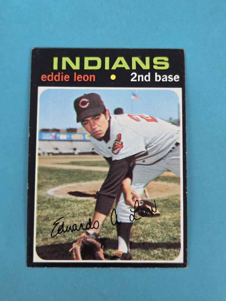 1971 Topps #252 Eddie Leon Cleveland Indians BASEBALL Card 7G