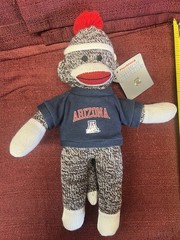 Plushland Arizona Wildcats Sock Monkey Plush Figure 10 in Brown White Red Navy