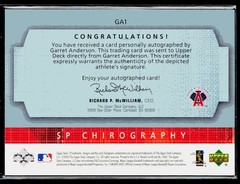2003 SP Authentic Chirography #50/350 Auto Garret Anderson #GA1 Anaheim Angels