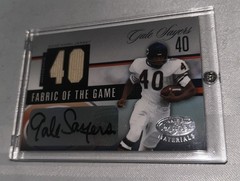 GALE SAYERS FABRIC OF THE GAME USED JERSEY AUTO #’d / 40 ! 2006 CERTIFIED HOF