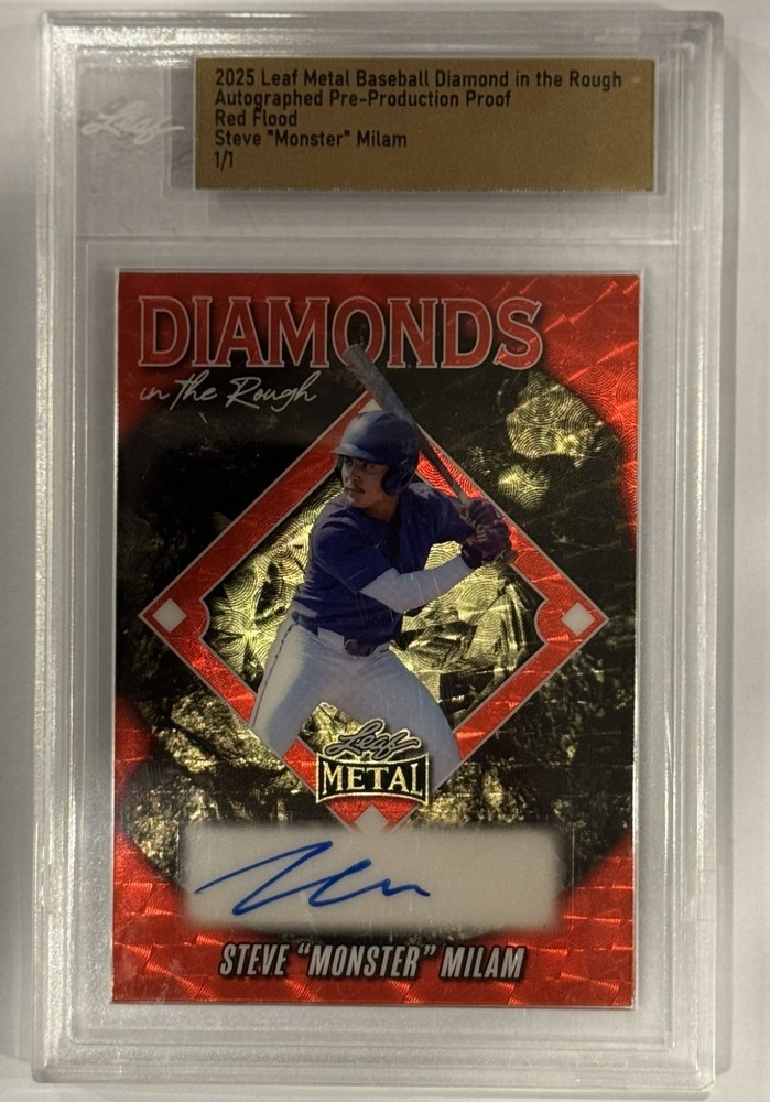 2025 Leaf Metal STEVE « Monster » MILAM AUTOGRAPHED⭐1/1⭐PROOF (Red Flood) SEALED🔥
