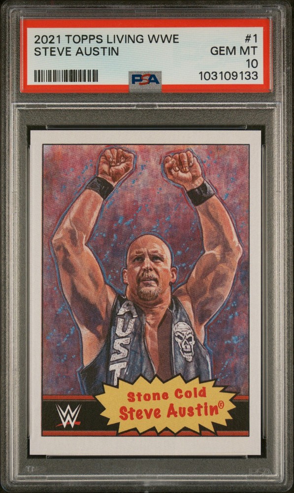Stone Cold Steve Austin 2021 Topps Living WWE #1 PSA Gem Mint 10 HOF WWF WCW ECW