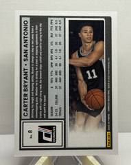 2025-26 Panini Donruss Carter Bryant Holo Laser /199 San Antonio #8 Rated Rookie