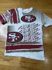 NFL San Francisco 49ers T-Shirt All Over Print White Red L-GG 10/16 Niners