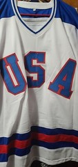 BUZZ SCHNEIDER 1980 GOLD MEDAL INSCRIBED Team USA Hit Parade Jersey Verified Sig