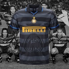 Umbro Inter Milan Ronaldo Nazario #10 1997/1998 Soccer Jersey XL Black/Gray Blue