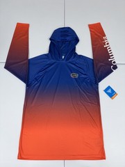 Men&rsquo;s Columbia Florida Gators PFG Tackle Hoodie Medium Blue Orange Omni-Shade UV