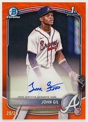 2025 Bowman Chrome John Gil Orange Shimmer Auto /25 Braves