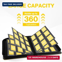 Toploader Binder, Holds 360 Toploaders, 100 Toploaders INCLUDED, 9-Pocket PU Cov