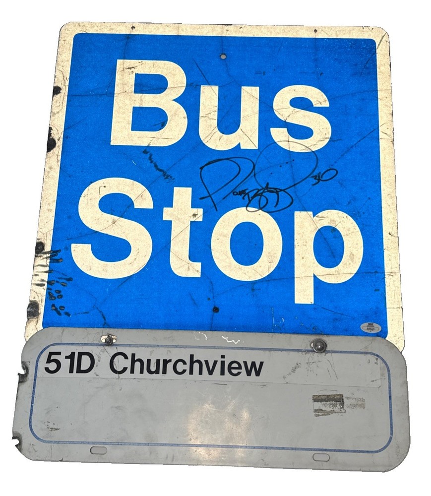 Pittsburgh Steelers JEROME BETTIS Autographed Port Authority Bus Stop Sign PSA