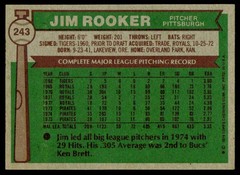 1976 Topps Jim Rooker 243 Pittsburgh Pirates
