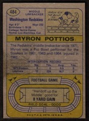 1974 Topps Myron Pottios #484 Washington Redskins