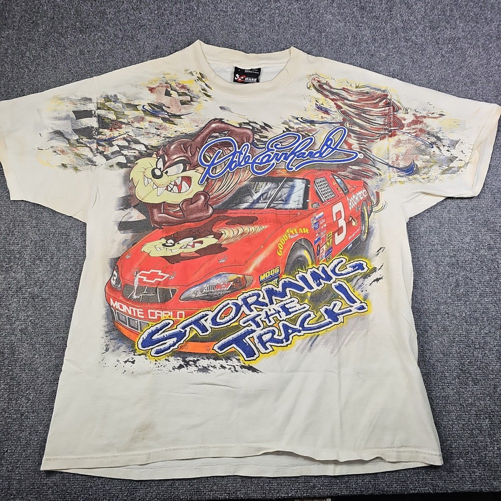 Vtg 2000 Dale Earnhardt Taz Looney Tunes T-Shirt Large NASCAR Racing Rip Thrashe