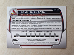 2023 Bowman Samil De La Rosa Chrome 1st Bowman Auto Chrome Refractor /499 CPA-SD