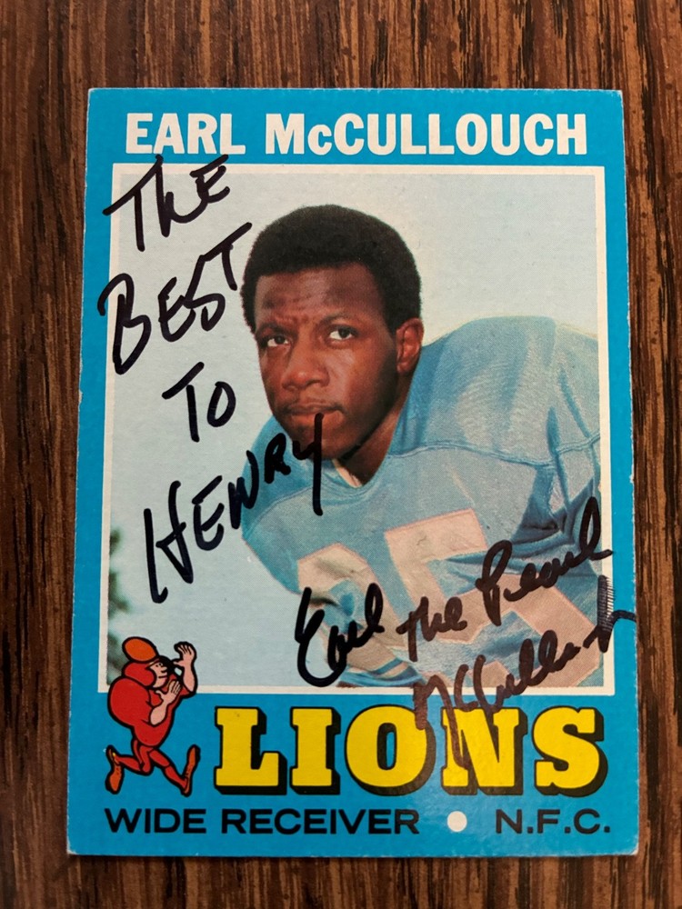 1971 Topps Earl McCullouch Autograph Football Card Lions USC Trojans #127