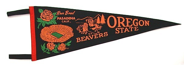 College Football Pennant Oregon State Beavers Vintage Rose Bowl 1965 California