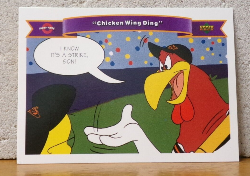 COOL PICTURE ON BASEBALL CARD COMIC BALL 2 FOGHORN LEGHORN WITH EGGBERT