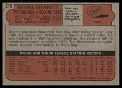 Rennie Stennett 1972 Topps #219 Rookie Pittsburgh Pirates Low Grade Wrinkled